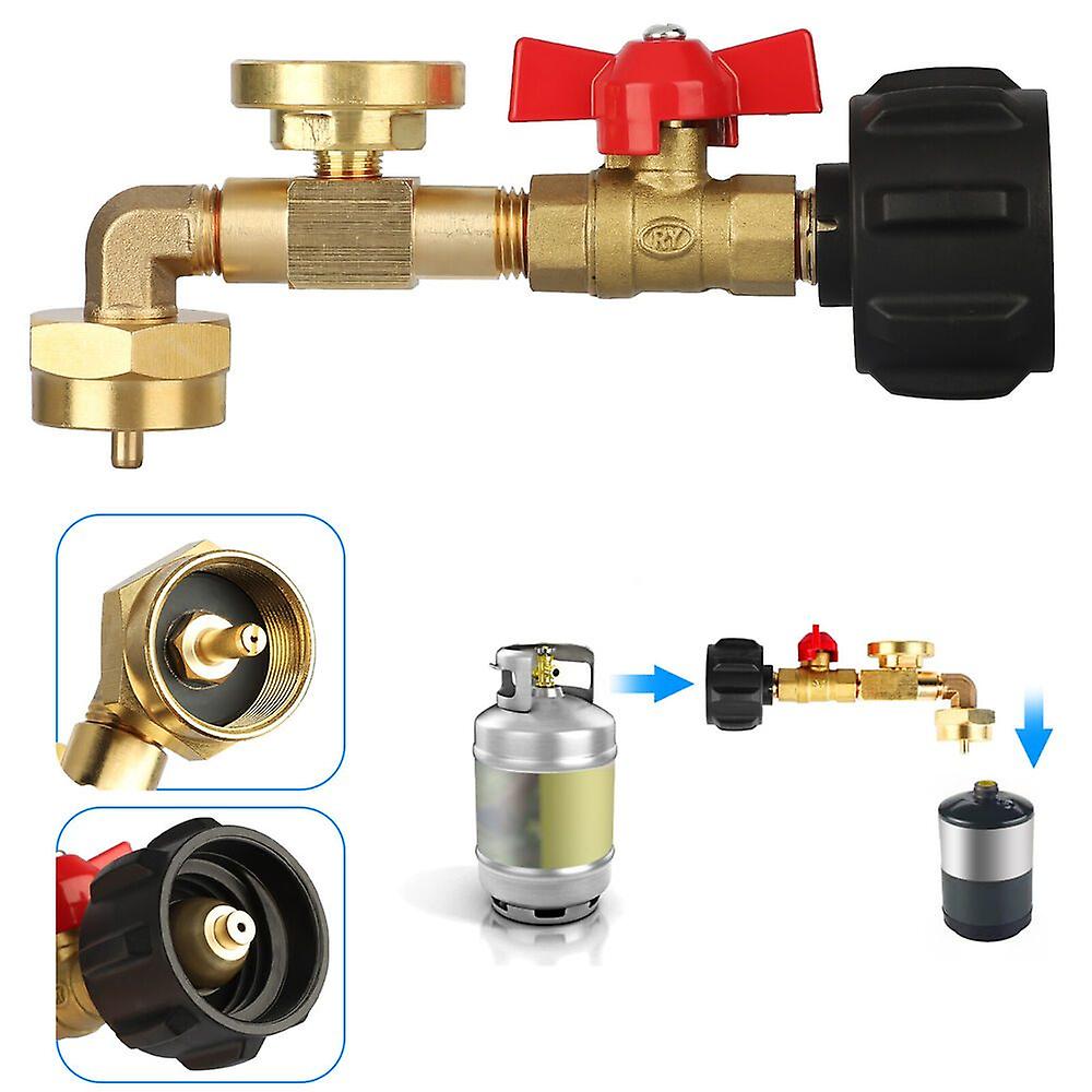 Upgraded QCC1 Propane Refill Adapter with 3 Color Gauge and ON-Off Control