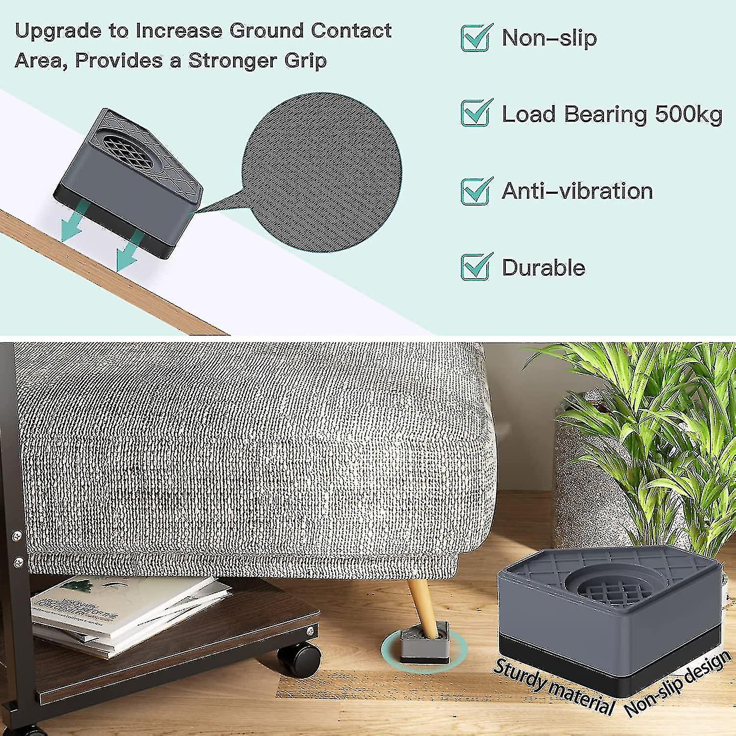 Anti Vibration Pads For Washing Machine, 4 Pcs Washer & Dryer Shock And Noise Cancelling Feet Pads