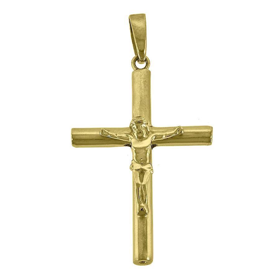 925 Sterling Silver Yellow tone Unisex Cross Crucifix Religious Charm Pendant Necklace-Pendant for Women
