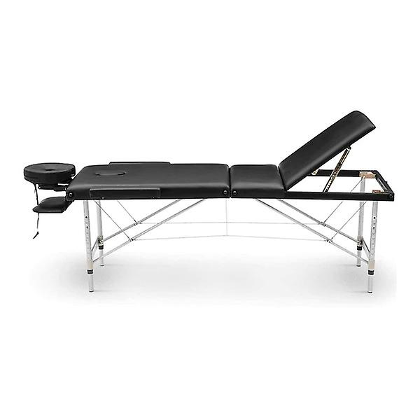 Massage table - foldable - 3 sections - aluminum - black