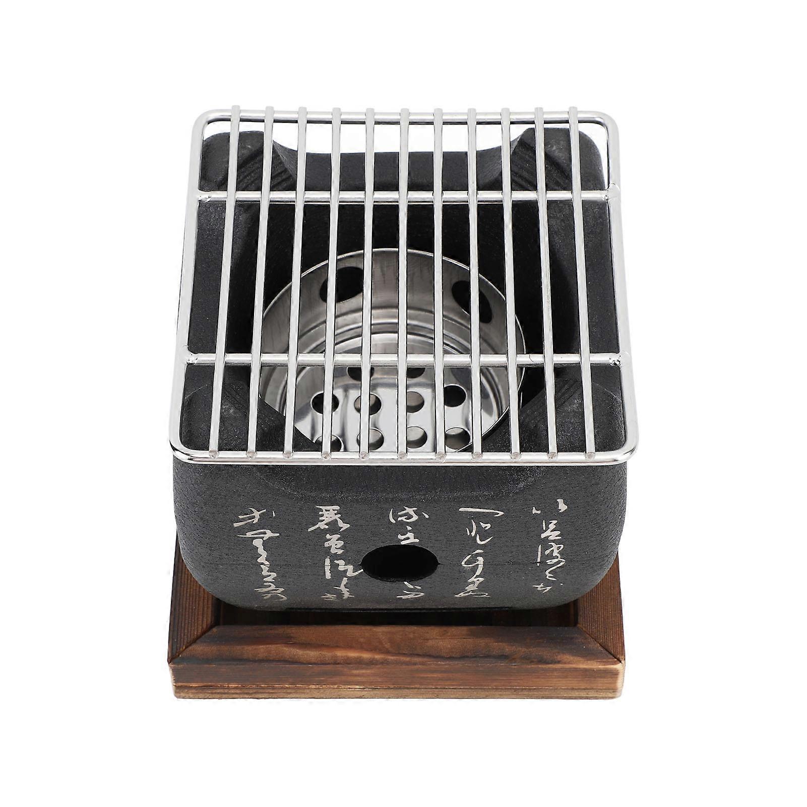 Japanese Script Food Charcoal Stove Multi Functional Fast Heating Mini Portable Barbecue Stove for Grilling Family Small Square 4.7 X 4.7 X 4.3in 