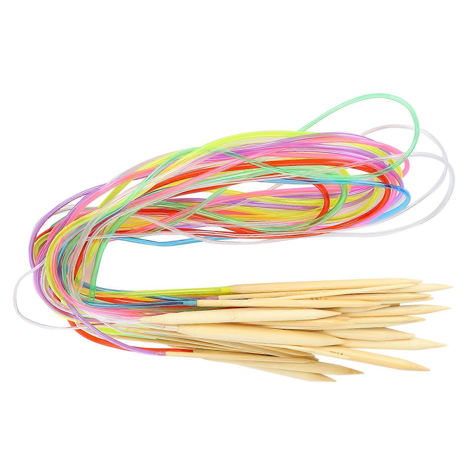 18pcs Circular Needle Doublepoint Bamboo Color Flexible Tube Connection Knitting Tool Set(120cm )
