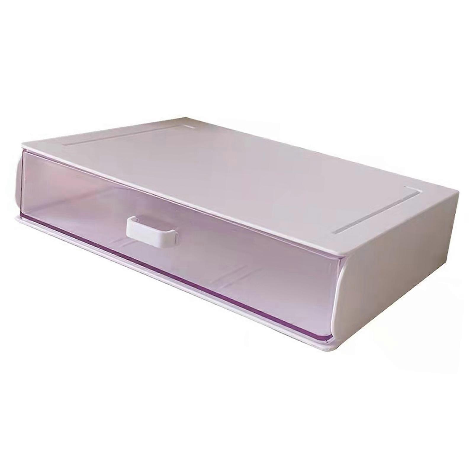 Desk Organizer With Drawer Clear Plastic Stackable Desktop Storage Box Space Saving for Dorm Office