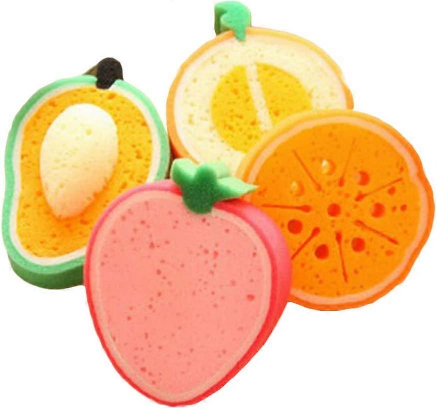 Shower Sponge 4pcs Cute Fruit Shaped Bath Sponge Bath Brushes Sponges Scrubbers Bathing Tools