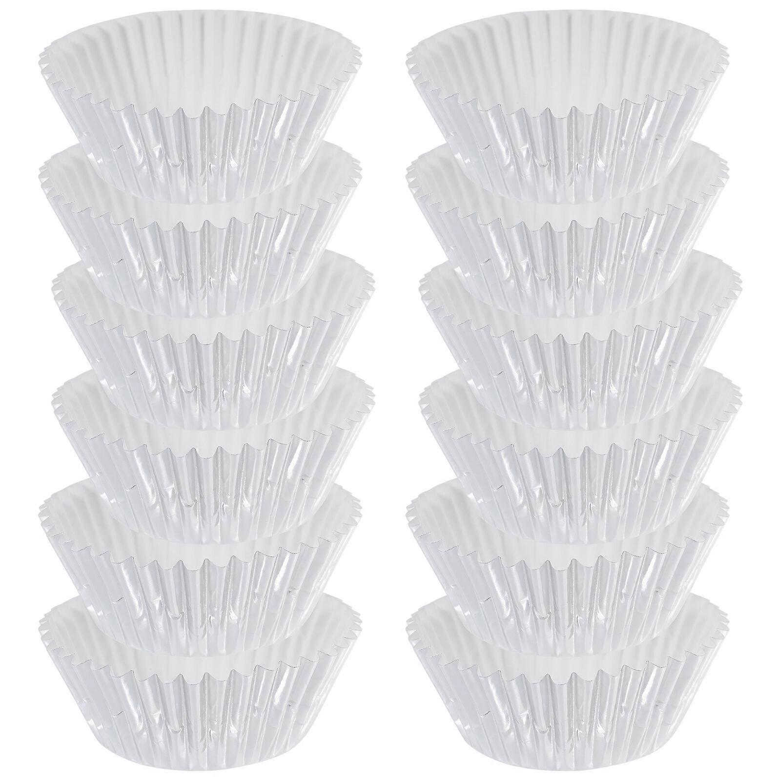 100pcs αλουμίνιο παχιά φλιτζάνια αλουμινίου Cupcake Liners Μίνι κέικ Muffin καλούπια ψησίματος (ασήμι)