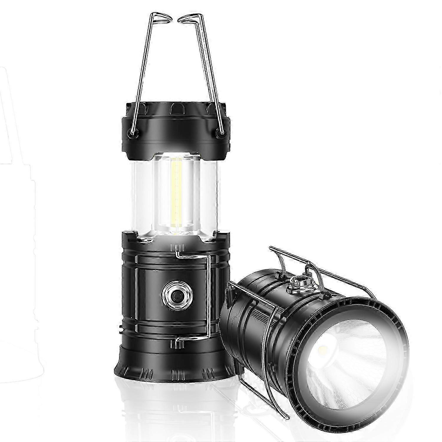 Portable Led Camping Lantern With Foldable Hook, Battery Powered Waterproof Flashlights Emergency Light Lamp (3 X Cob Led)