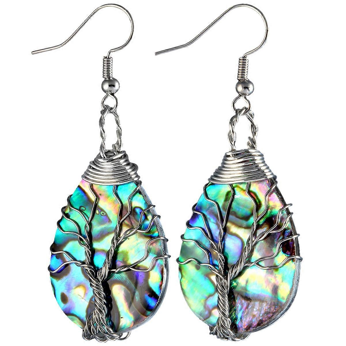 Earrings-Teardrop Shell Life Tree-Drops of Charm