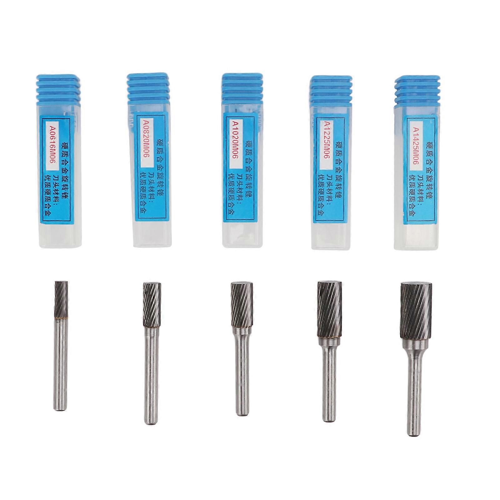 5 Pcs Carbide Burr Set Single Cut Rotary Files With 6mm/0.24in Shank For Engraving Polishing Drilling
