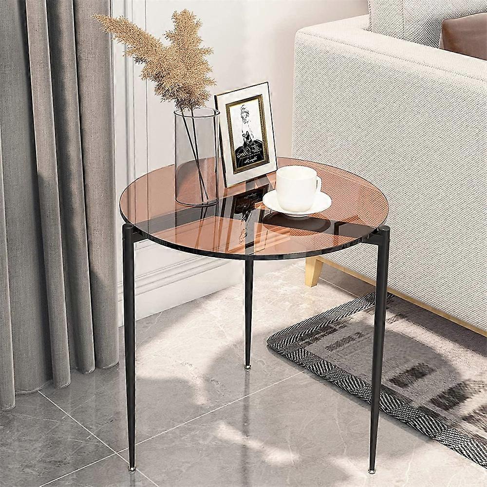 Moderne glas sofabord side endebord sort metal ben stue møbler