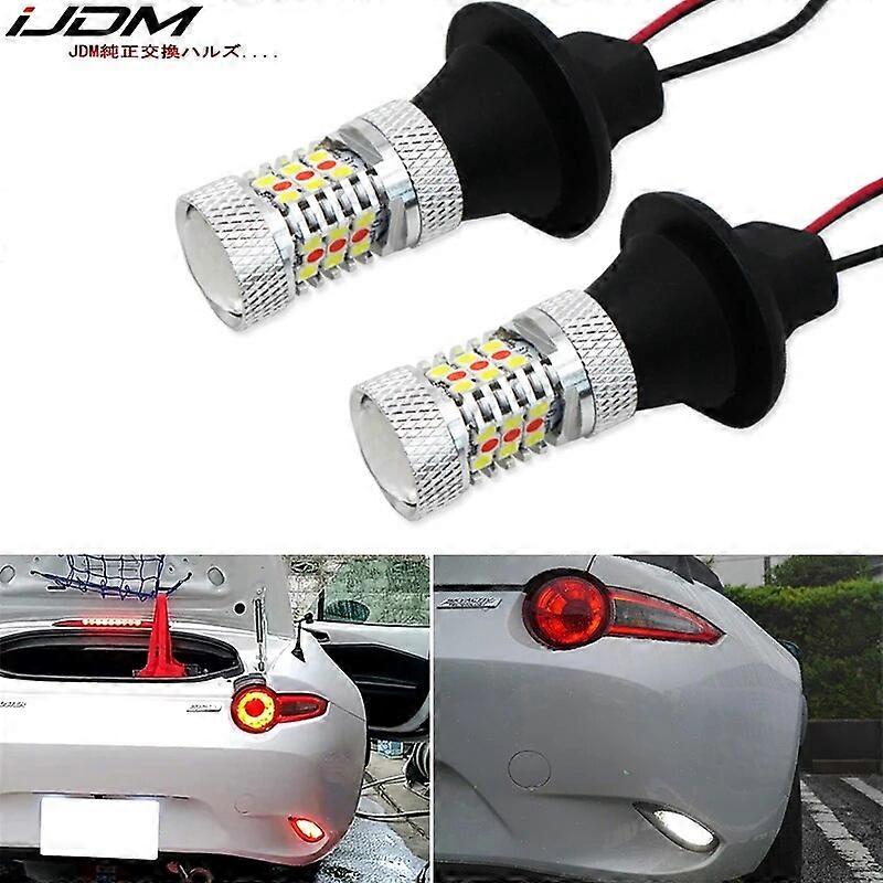2pcs 31-SMD White/Red Dual-Color 7440 T20 992A LED Replacement Bulbs For Car Backup Reverse Lights & Rear Fog Lamp Conversion