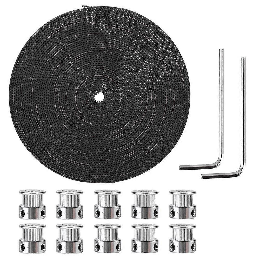 10M Σύγχρονος τροχός (6mm)+10* Σύγχρονοι τροχοί (20 δόντια 5mm)+2*Ιμάντας τροχαλίας χρονισμού κλειδιών
