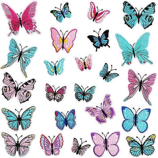 24PCS Butterfly Embroidered Applique Patches Iron On Patches Cute Funny Patches for Jackets, Hats, Backpacks, JeansClothings