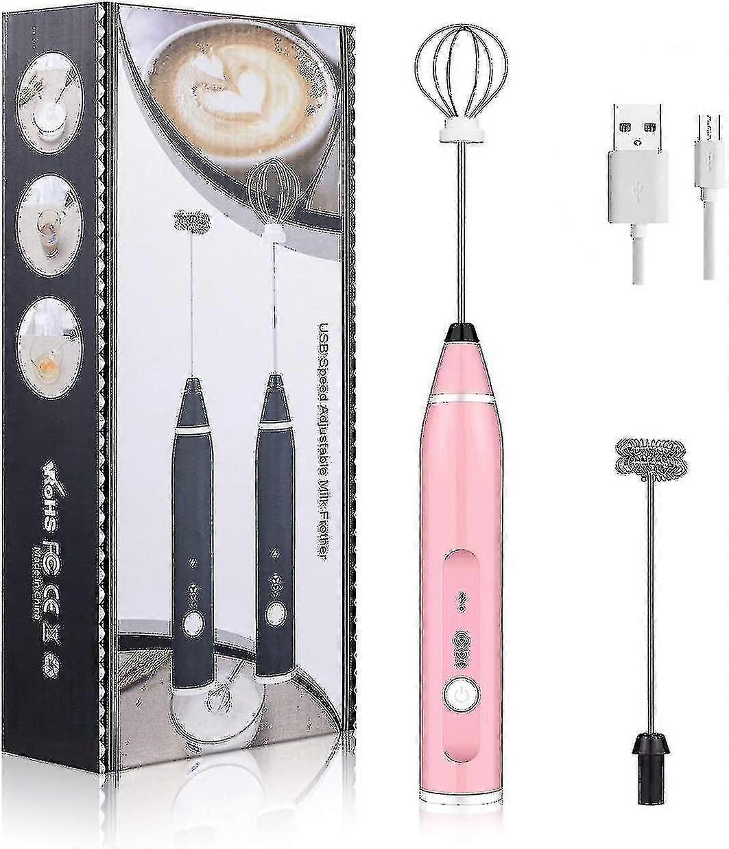 Electric Milk Frother Handheld Foam Maker Usb Egg Beater Rechargeable Drink Mixer With 3 Speeds Suit