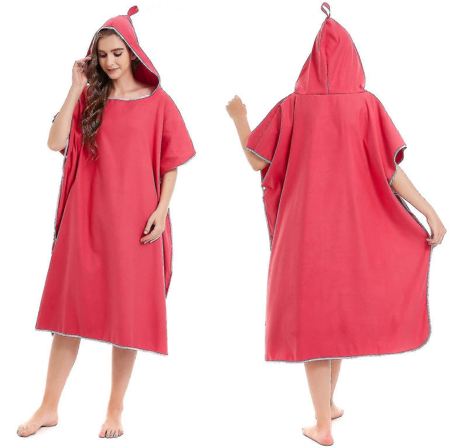 Adult Quick Dry Bath Towel Cape Microfiber Beach Towel Bathrobe With H