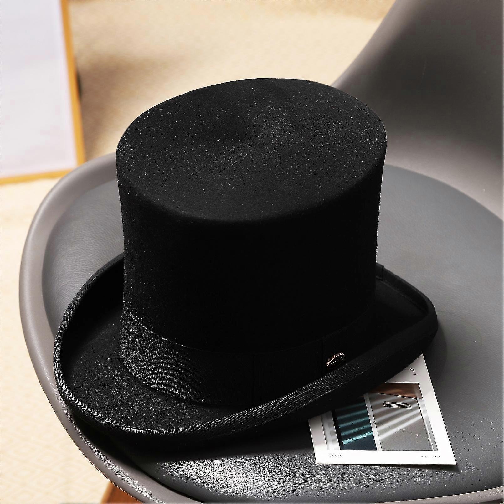 Mænds uld høj top oval top hat gentleman hat til efterår og vinter