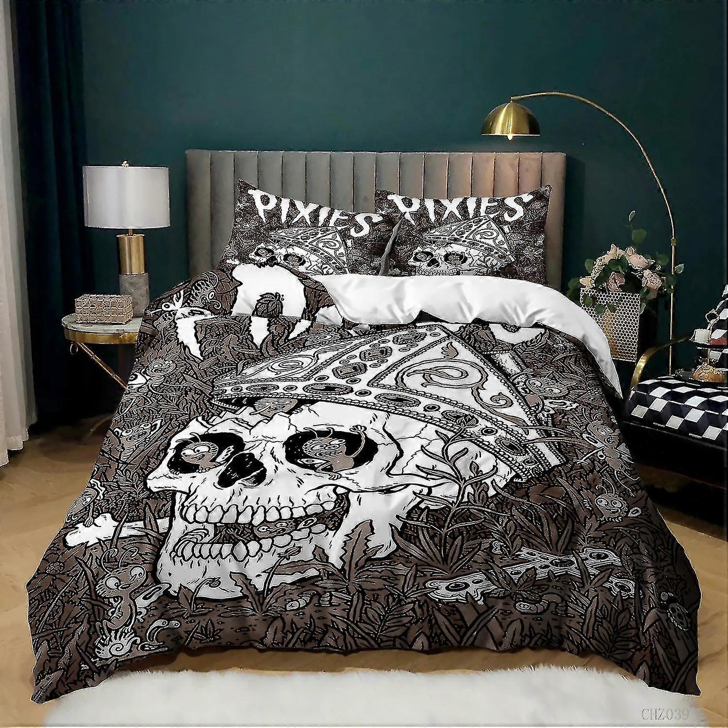 H06 New 3d Printed Skull 2/3pcs Bedding Set Duvet Cover Quilt Cover Pillowcase Halloween Best Gift