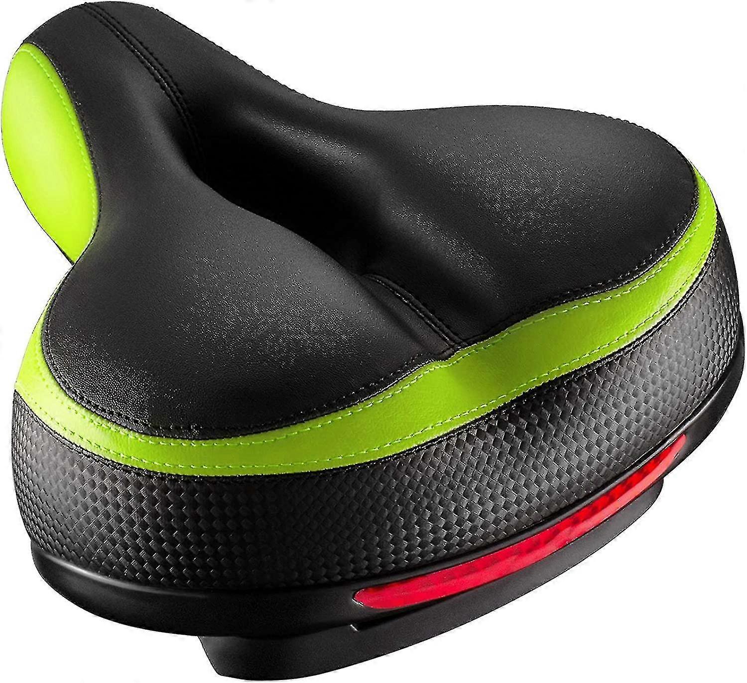 Assento de bicicleta, assento de bicicleta mais confortável duplo choque absorvendo a memória espuma impermeável bicicleta sela substituição do assento da bicicleta com fita refectiva