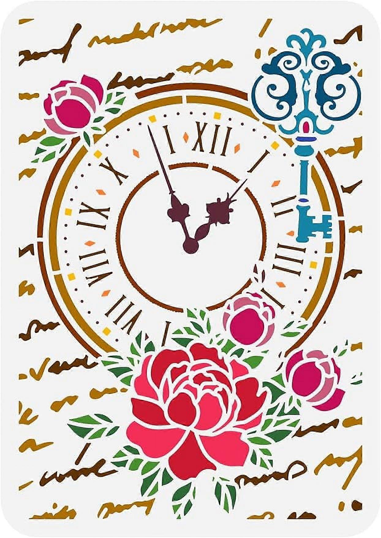 1Pc Clock Painting Stencil Drawing Template for Home Decor 8.3x11.7inch