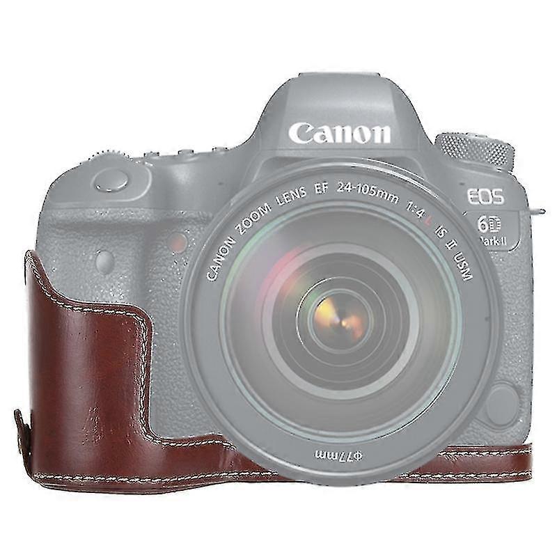 1/4 Inch Thread Pu Leather Camera Half Case Base For Canon Eos 6d /  6d Mark Ii (coffee)