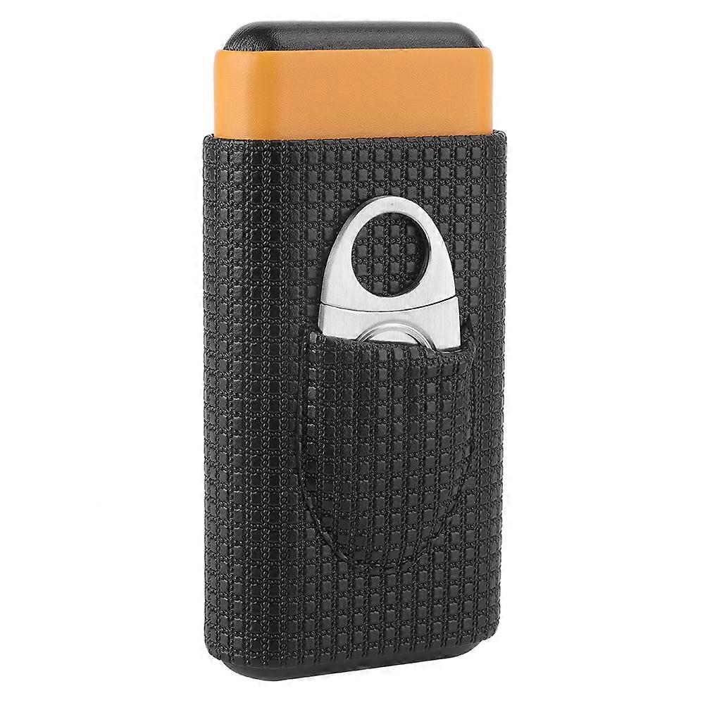 Umidificatore per sigari da viaggio in pelle in legno di cedro a 3 tubi con tagliasigari