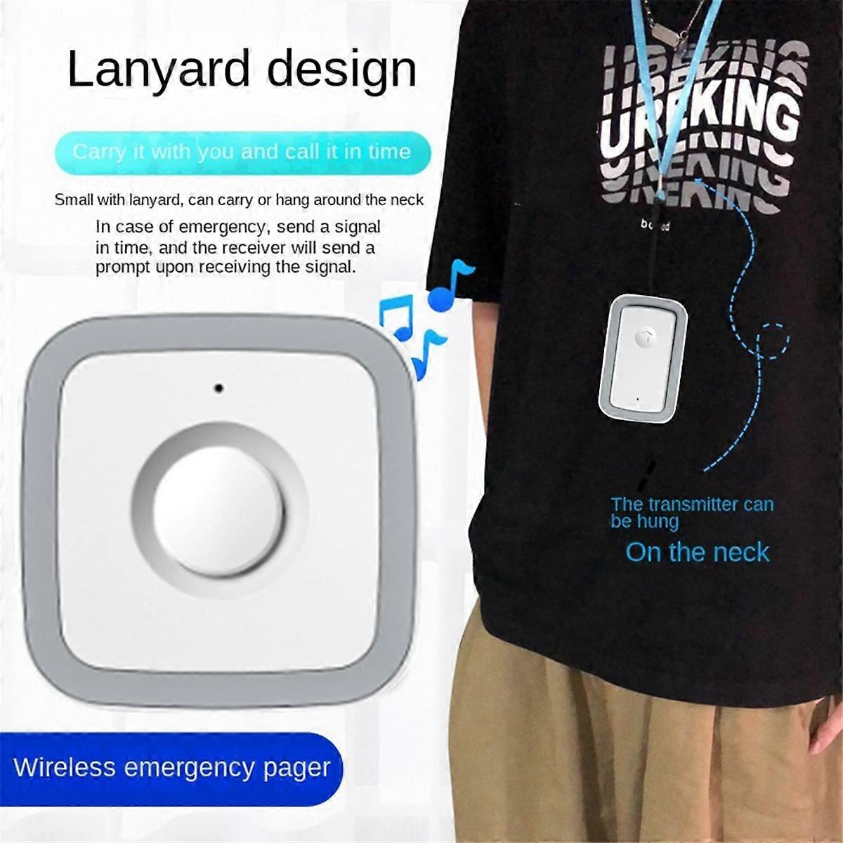 Call Button Pager Wireless Door Bells Wireless Pager 5 Gear 300M for /Elderly/Patient/Disabled/Preg