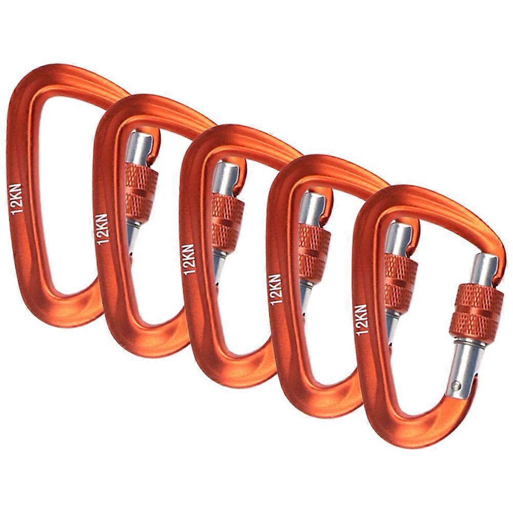 5 PCS Carabiner with Screw Lock Gate 12KN Heavy Duty Carabiner Clips for Hammocks Camping Hiking Backpacking