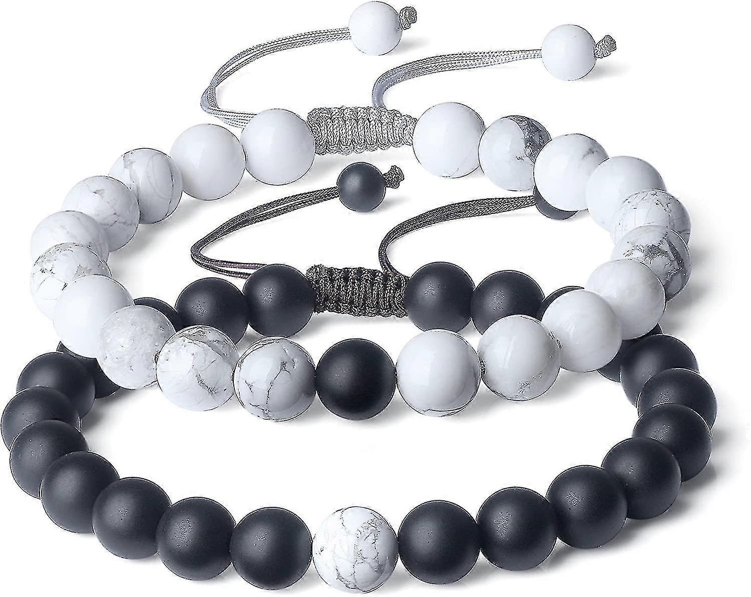 Adjustable Long Distance Relationship Stone Couple Bracelets