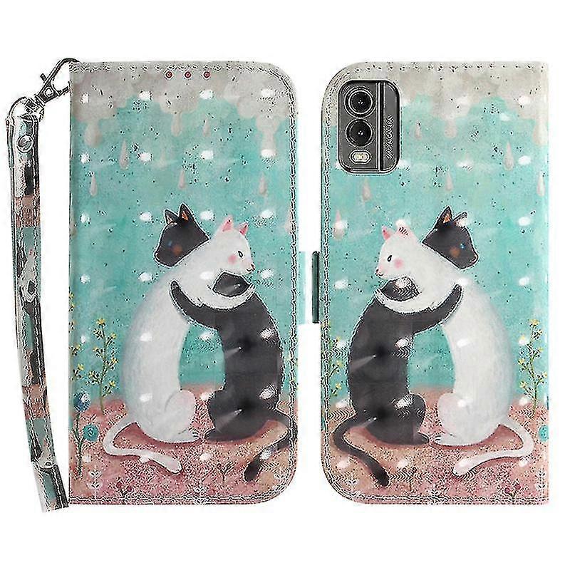Compatible Nokia C32 Pattern Design Folio Cover Pu Leather Stand Wallet Phone Case avec Strap-1
