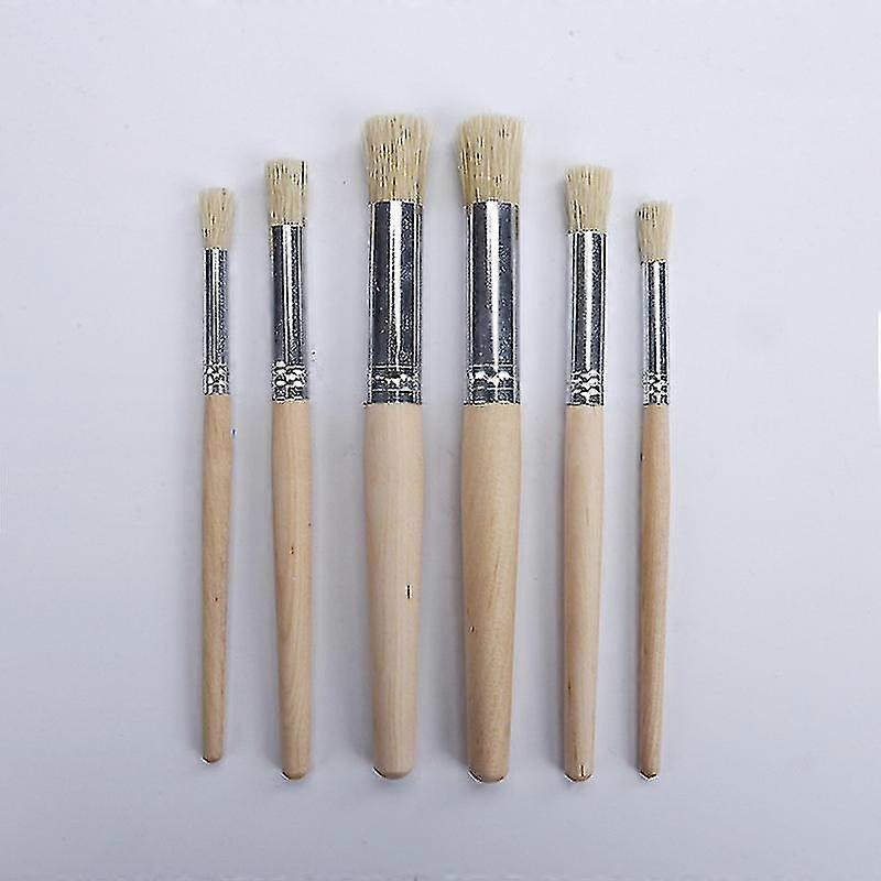 Set Of 6 Wooden Handle Brushes