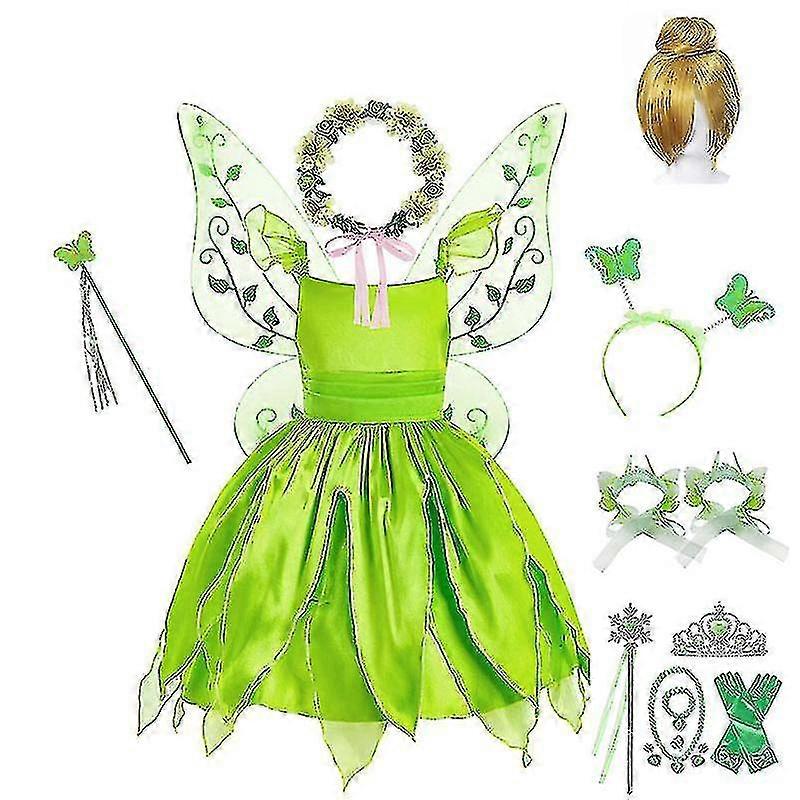 Tiana Prenses Elbise Yeşil Elf Elbise Tinker Bell Etek Kız Parti Elbise Cosplay Kostüm