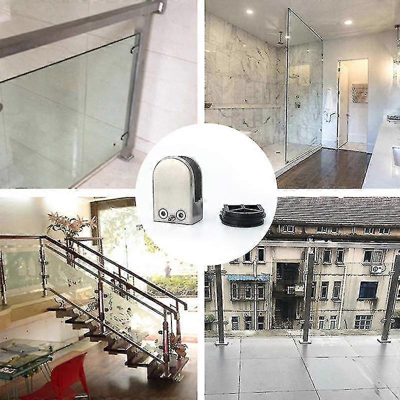 مشابك زجاجية 4/8 قطع من الفولاذ المقاوم للصدأ، حامل زجاجي قابل للتعديل، مسطح