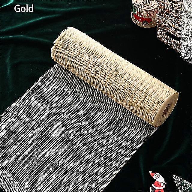 26 سنتيمتر 10 ياردات الذهب الأبيض DIY عيد الميلاد شجرة بريق شبكة الحرير الشريط الزينة الزفاف نافيداد عيد الميلاد زينة للمنزل 2024