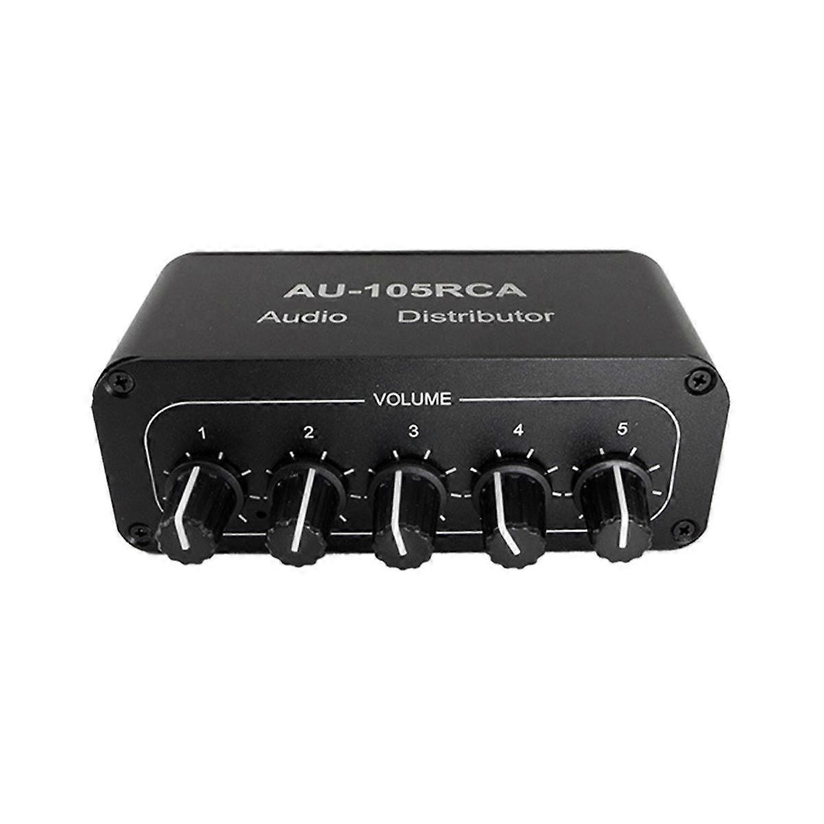 5CH Audio Distributor Stereo Audio Mixer 1 Input 5 Output RCA Splitter for Power Amplifier Active A