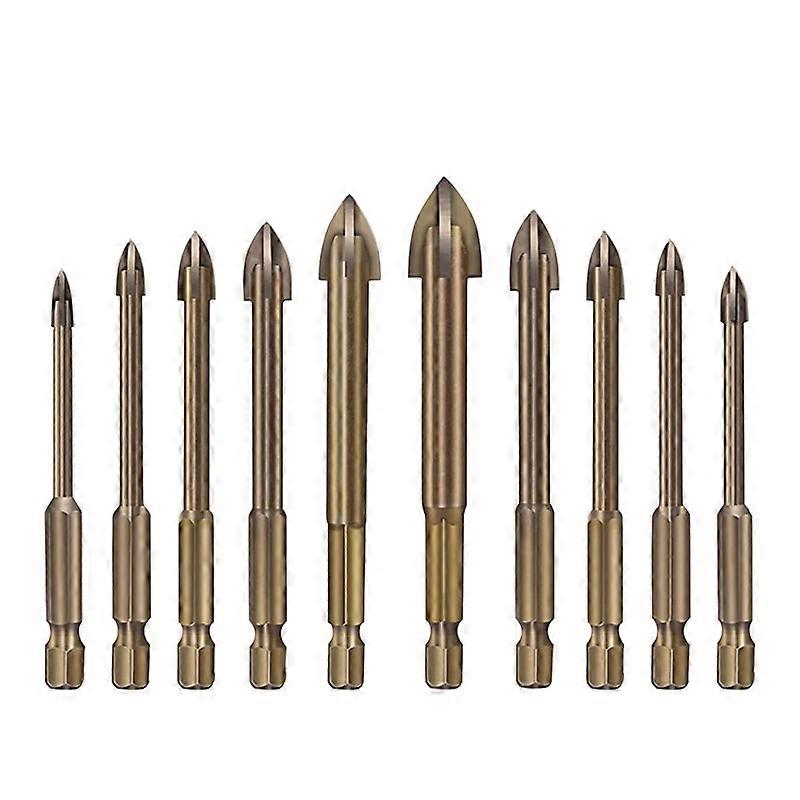 10PC Efficient Universal Drilling Tool,Multi-Function Cross Alloy Drill Bit Tip Tools,Carbide Drill