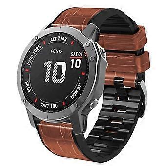 For Garmin Fenix 7X/6X Pro/Tactix 7 26mm Crocodile Texture Silicone Leather Watch Band