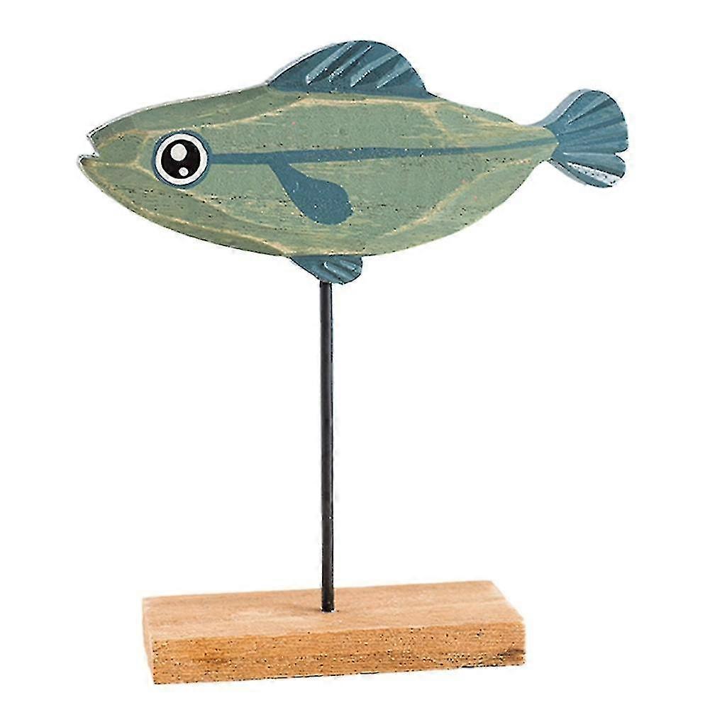 Nautical Theme Wooden Seafish With Stand Base Animal Table Decor-c