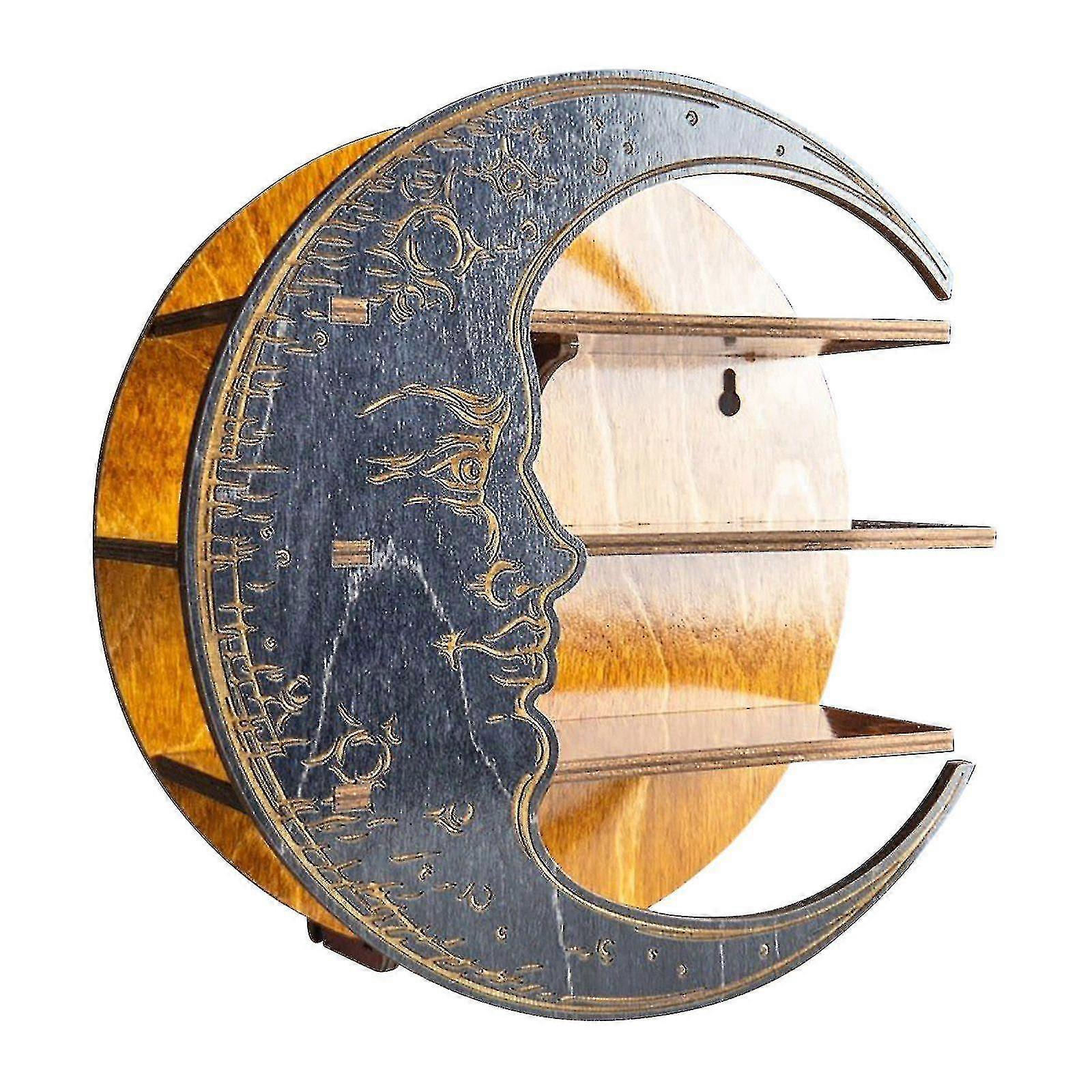 Crystal Display Essential Oil Shelf Moon Shelf Decor Compatible With Bedroom(b)