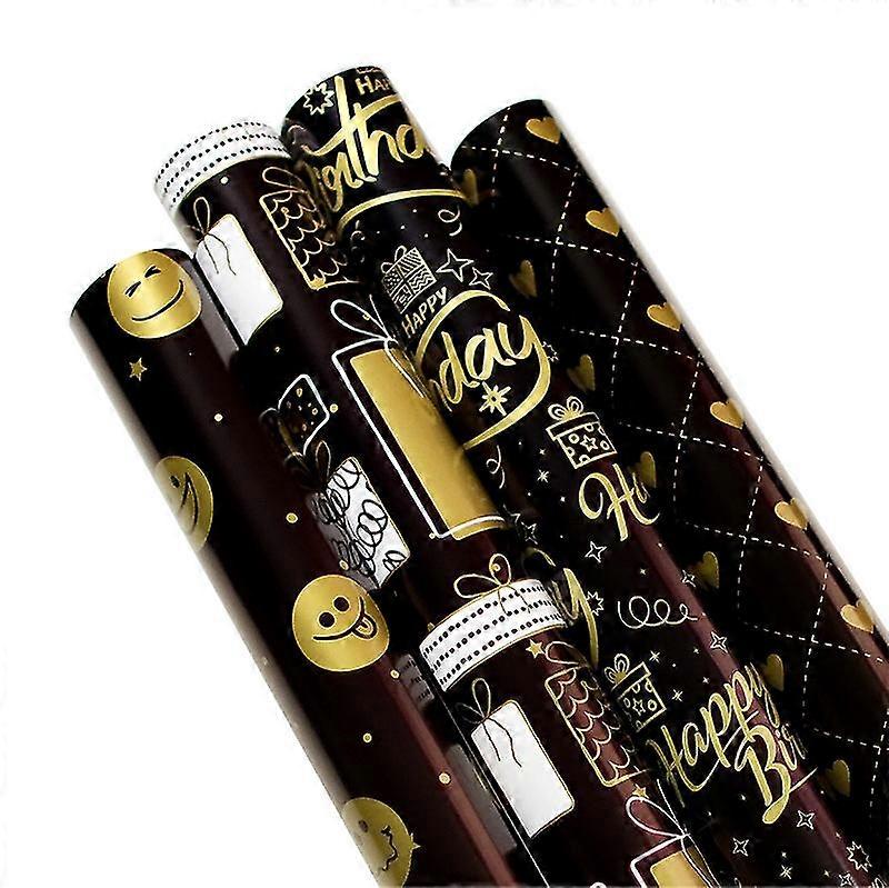 4pcs Black Gold Gift Wrapping Paper