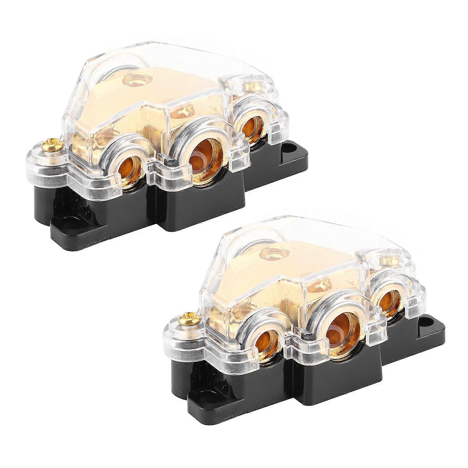 2pcs Power Distribution Block 1 in 3 Ways Audio Amplifier Cable Splitter Circuit Protector for Auto Car Boat