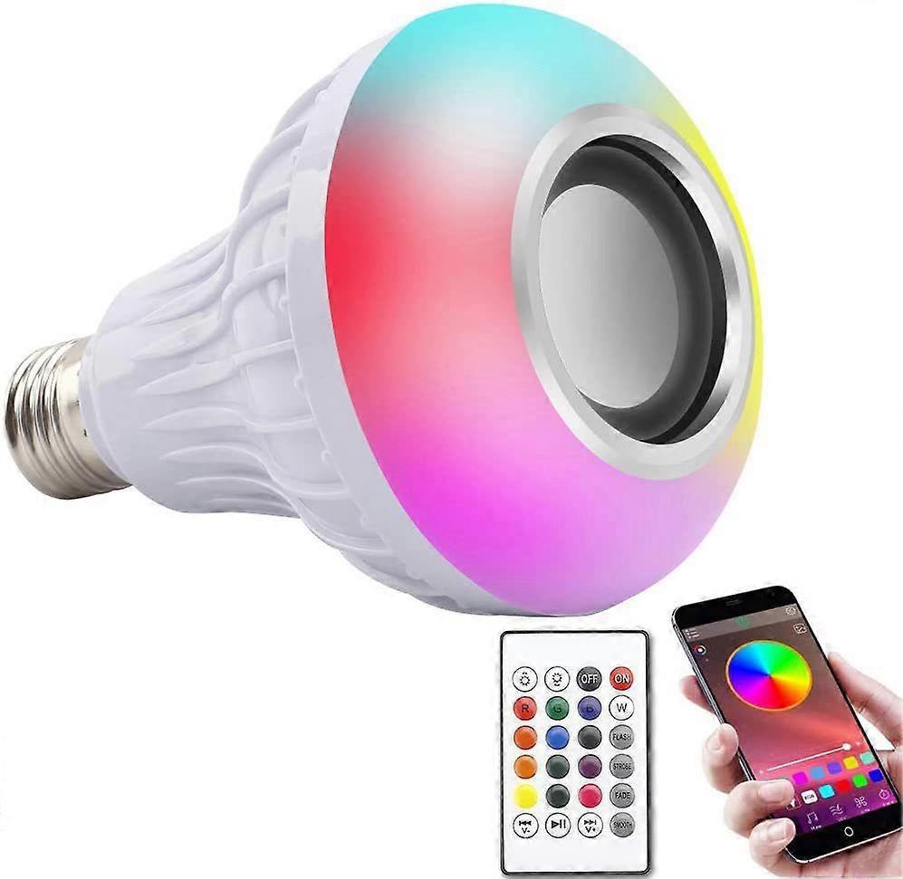 E27 12W RGB LED Light Bulb Bluetooth Wireless Color Light Music Reading Lamp with Remote Control