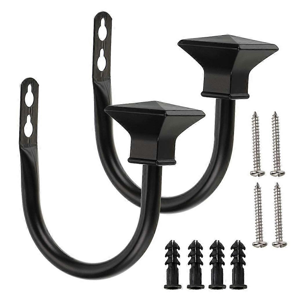 Set of 2 Square Metal Decorative Curtain Hold Backs, Wall Mounted Window Drapery Tiebacks for Bedro