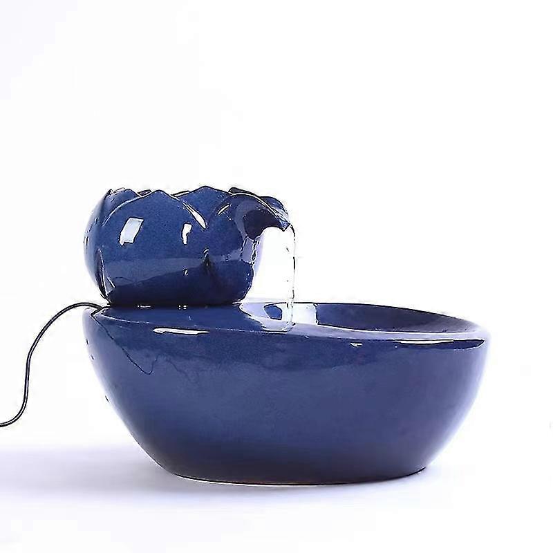 Cat Fountain Ceramic Pet Water Dispenser - Lotus Vertical Cat Drinking Fountain - Automatic Circulation Filter Water Health And Hygiene Bottom With Sm