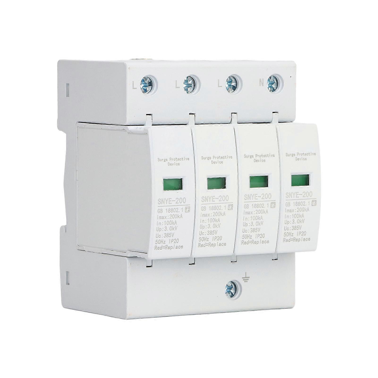 Protector contra sobretensiones PC Shell Visual Window External Terminal Plug in Design AC Protective Arrester Device White 200KA 4P 385V