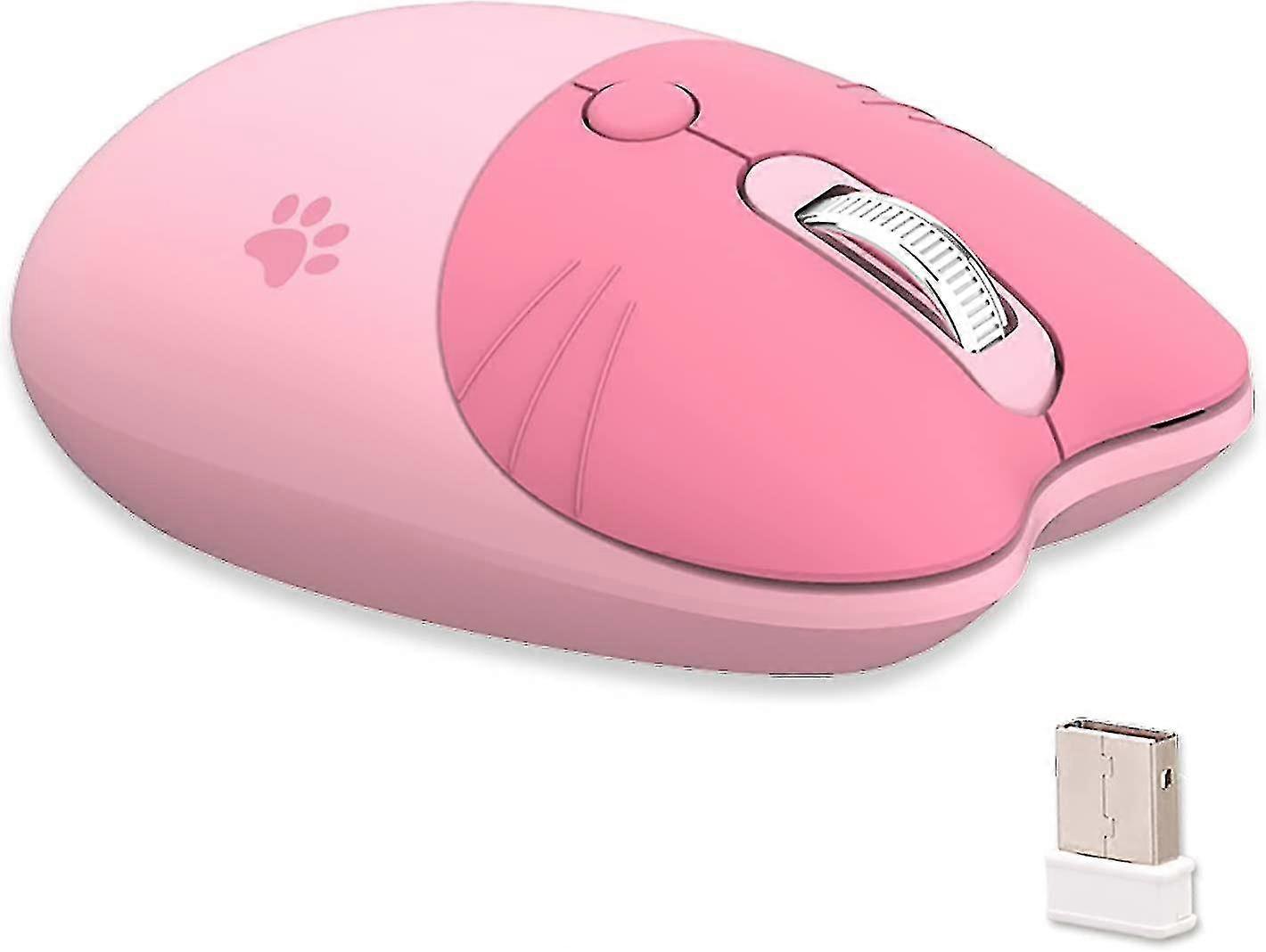 Drăguț Cat mouse-ul fără fir, Silent Mouse, 2.4g șoareci fără fir, Bomboane Culori, Kawaii Mouse pentru fete și copii (roz)