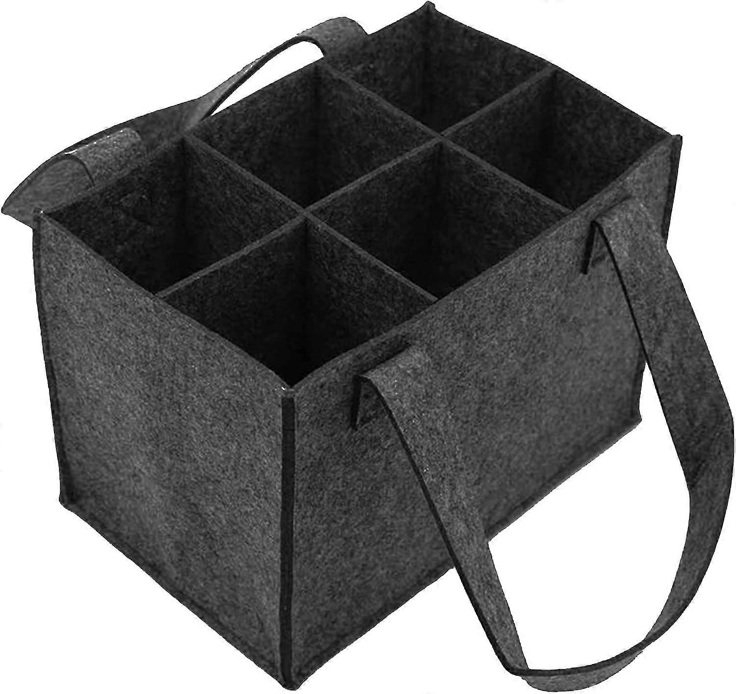 Bottle Bag, Felt Wine Bottle Carrier Bag For 6 Bottles, Bottle Bag With Removable Partition, For Wine Bottles, Beverage Bottles (24 X 16 X 16 Cm)