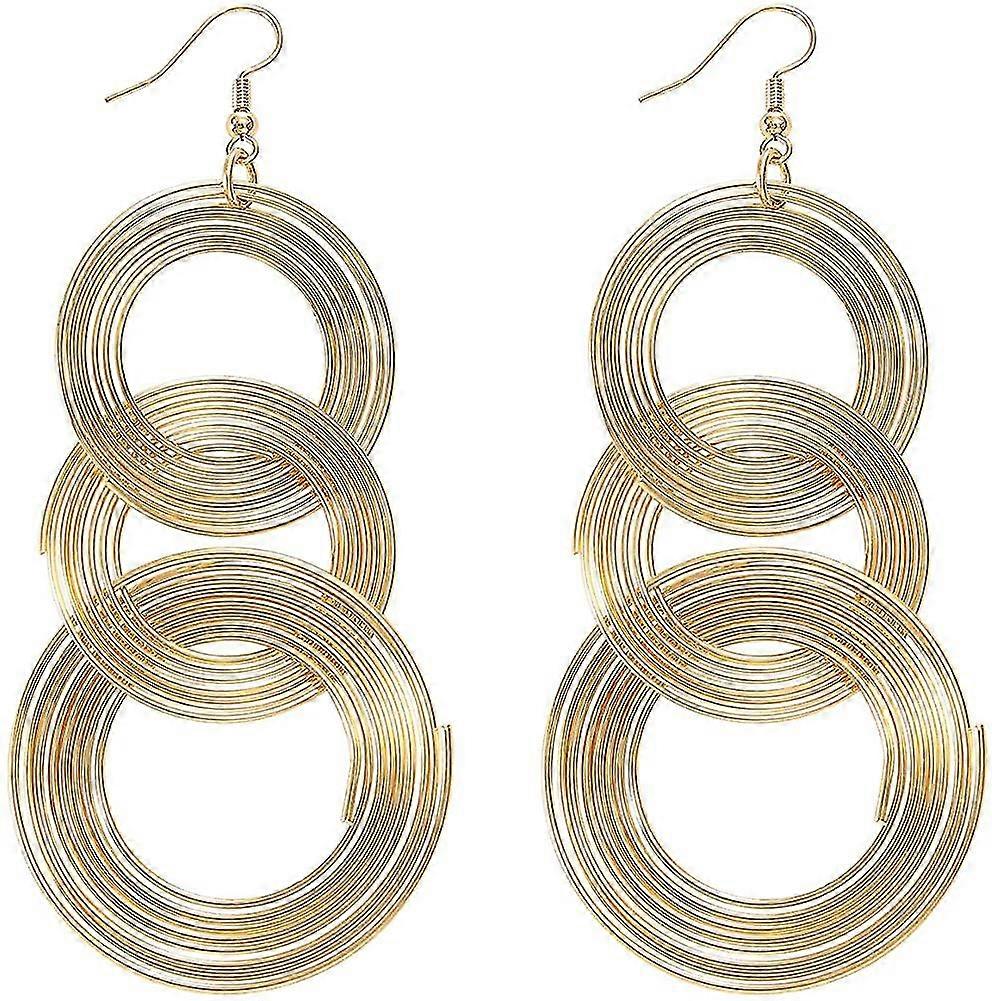 女性16kゴールドメッキロング70年代ディスコイヤリング