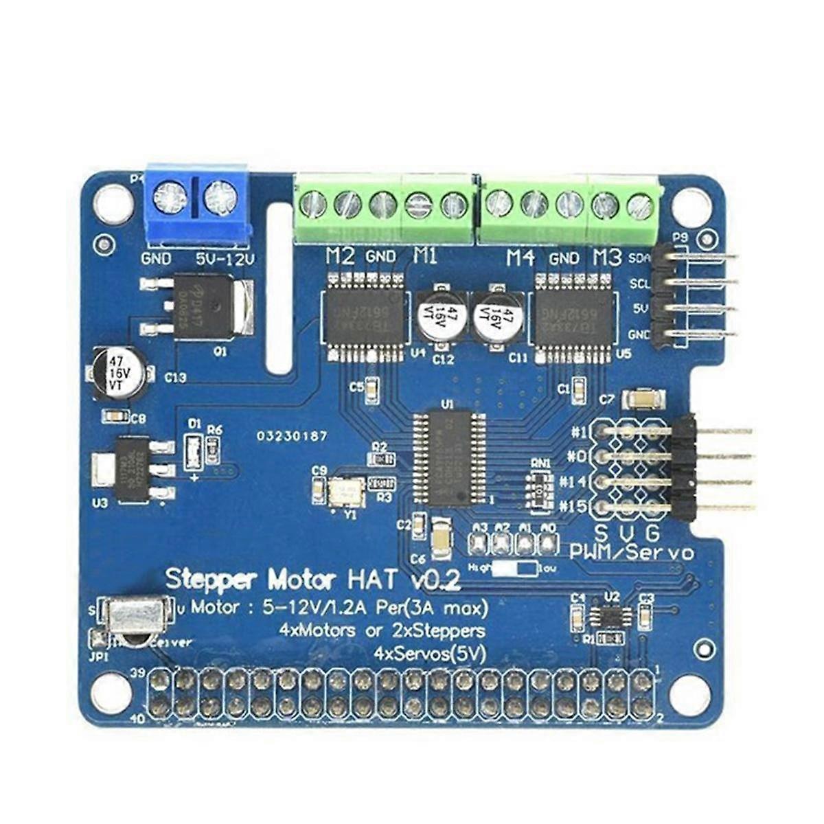 Moteur pas à pas HAT V0.2 + Carte d’extension de robot Pas à pas / Moteur / Servo pour Raspberry Pi 3B / 3B +