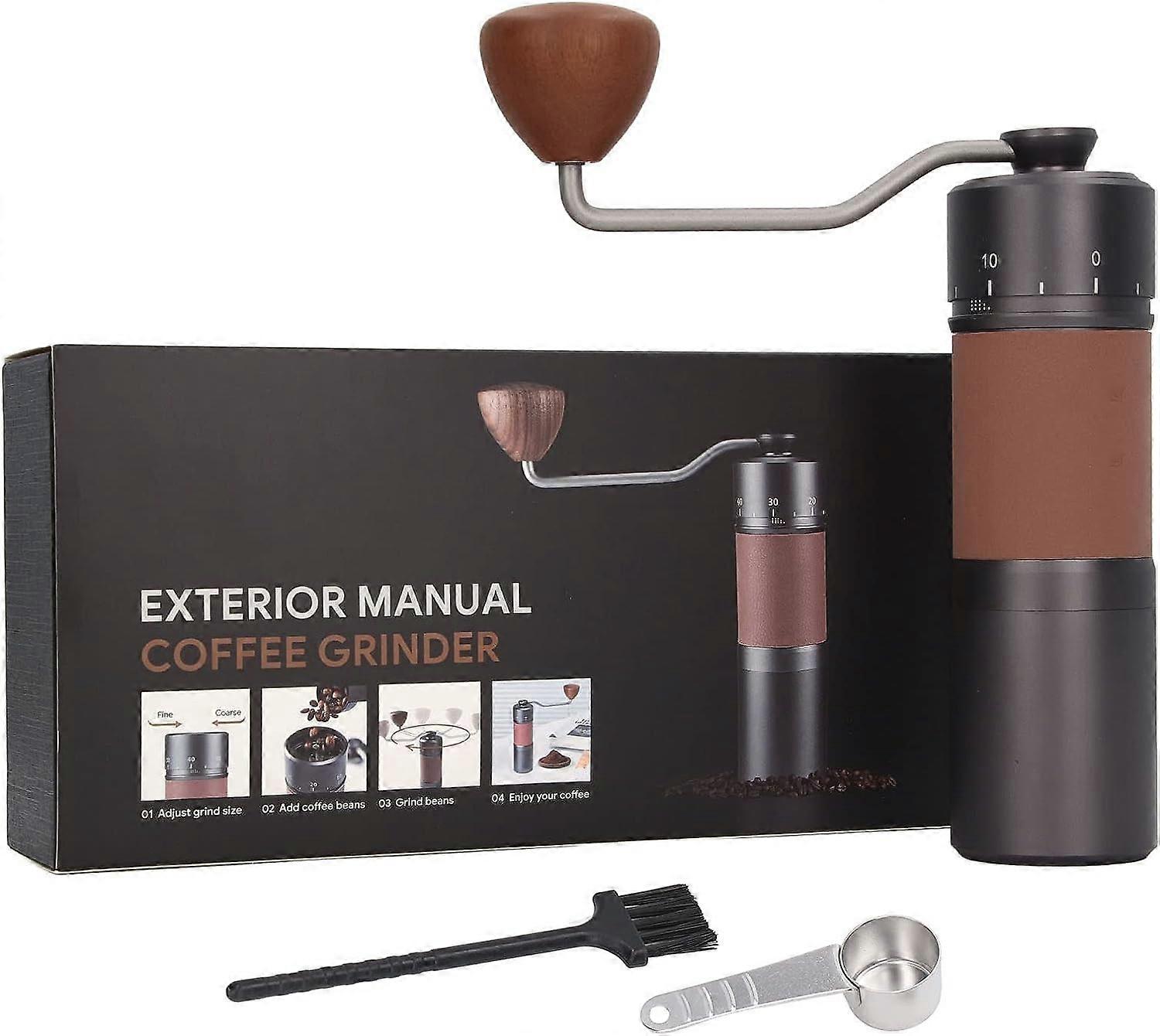 Manual Hand Coffee Grinder, Portable Wooden Coffee Mill with Detachable 420 Core