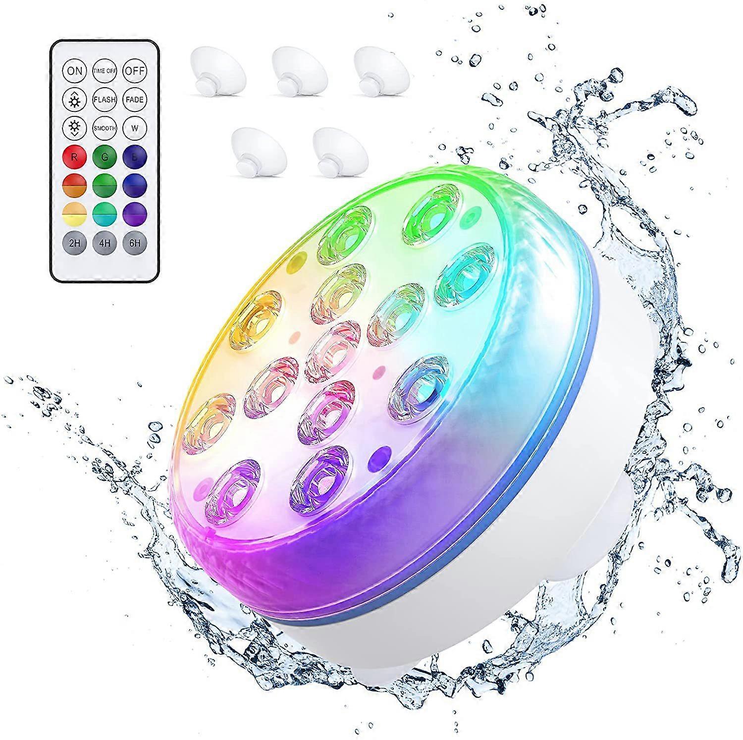 Hot Tub lights, Submersible LED Lights with Remote Control, Underwater Bath Lights Battery-Operated with Magnets and Suction Cups, 16 Color Changing L