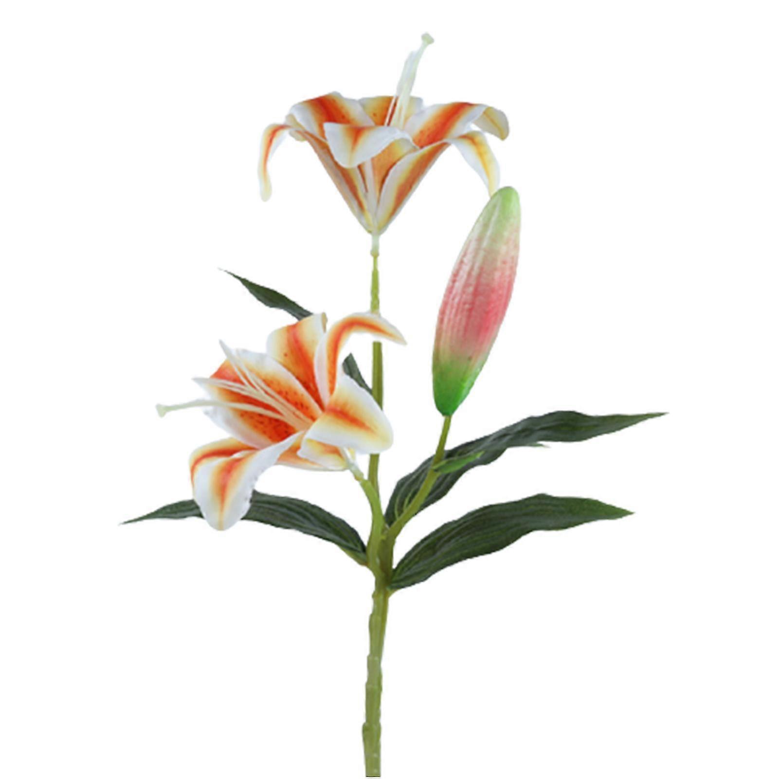 Flor artificial Excelente obra anti-drop Pvc 3 cabeças lírios falsos flor para quarto